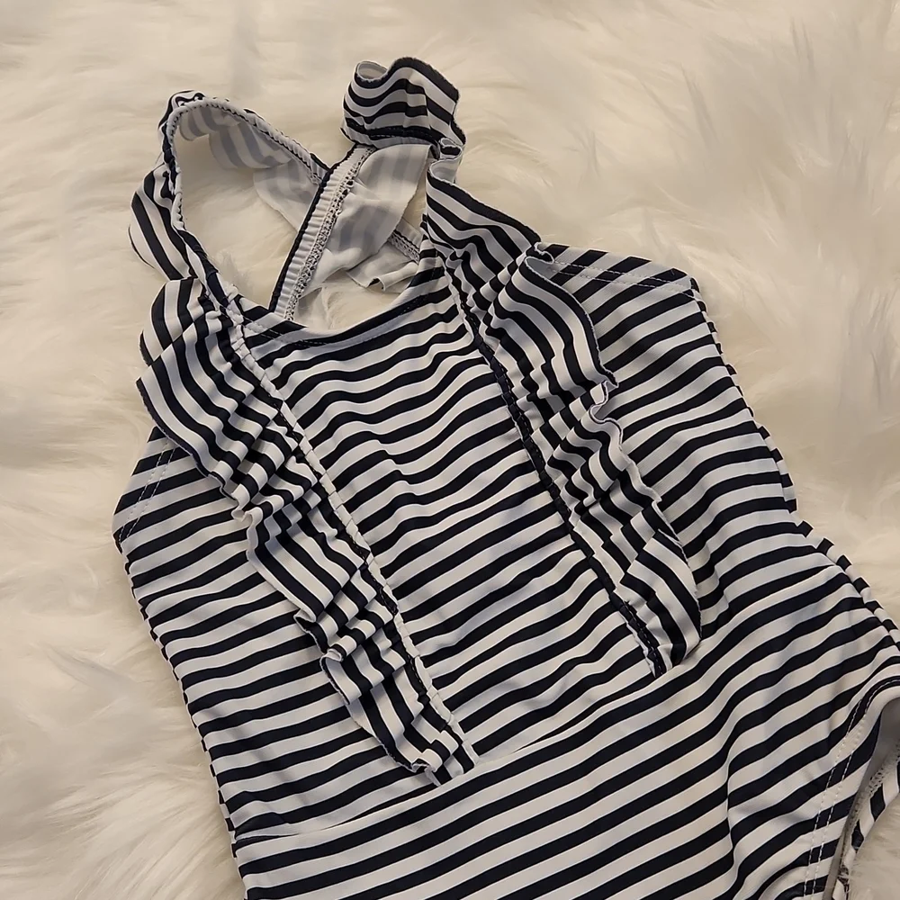 Baby Gap Navy & White Ruffle Front Swimsuit Size 18-24M